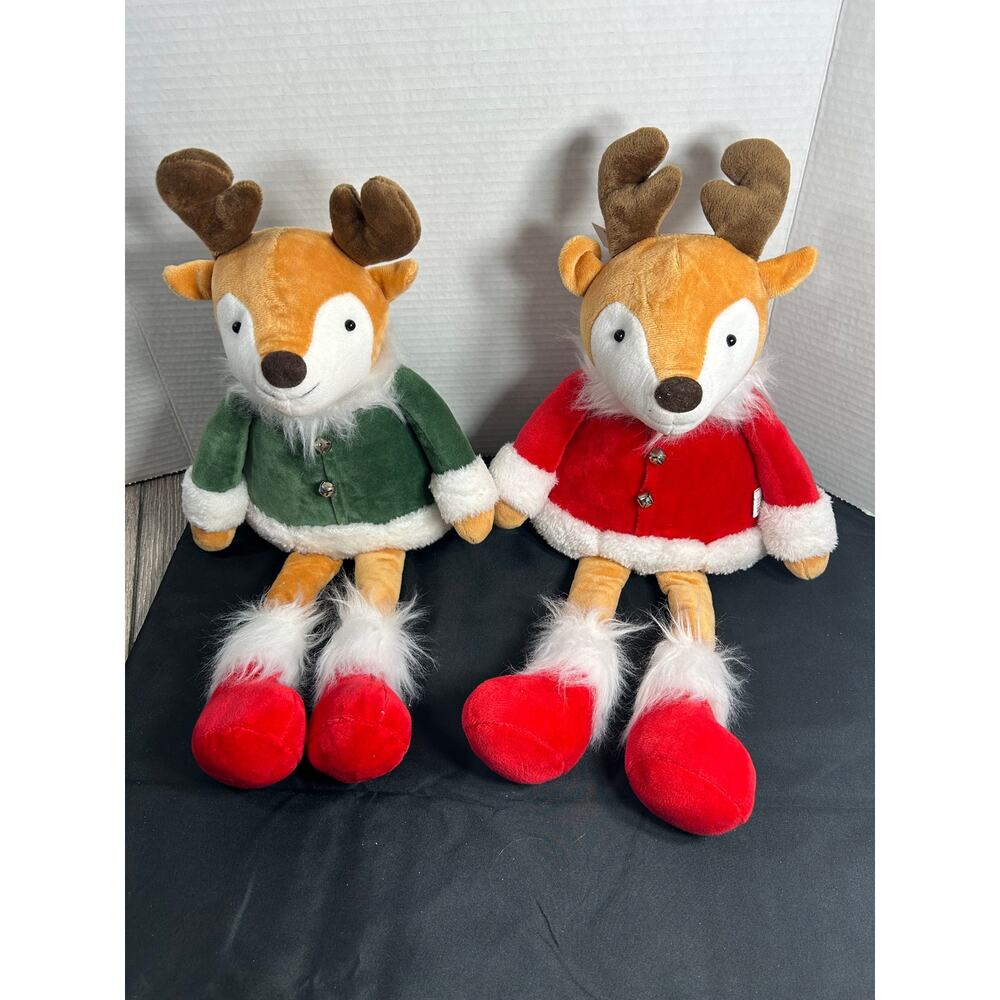 A pair of Christmas Reindeers Shelf Sitters by Valerie Par Hill QVC